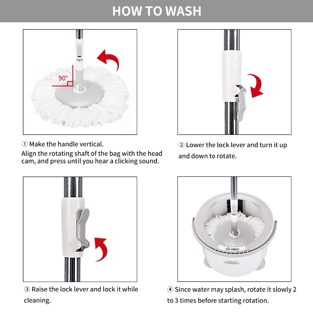 Yocada – serpillière rotative réglable avec seau de nettoyage, 2 pièces, tampons en microfibre, manche étendu pour outils de nettoyage du bois dur, 360