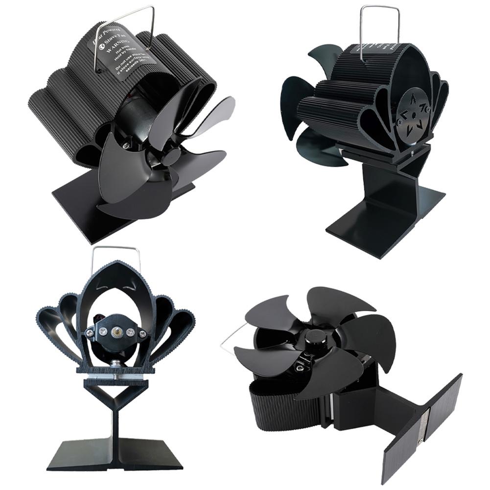 Cheminée noire 5 pales poêle à chaleur ventilateur bûche brûleur à bois eco-fan foyer silencieux ventilateur de cheminée répartition efficace de la chaleur